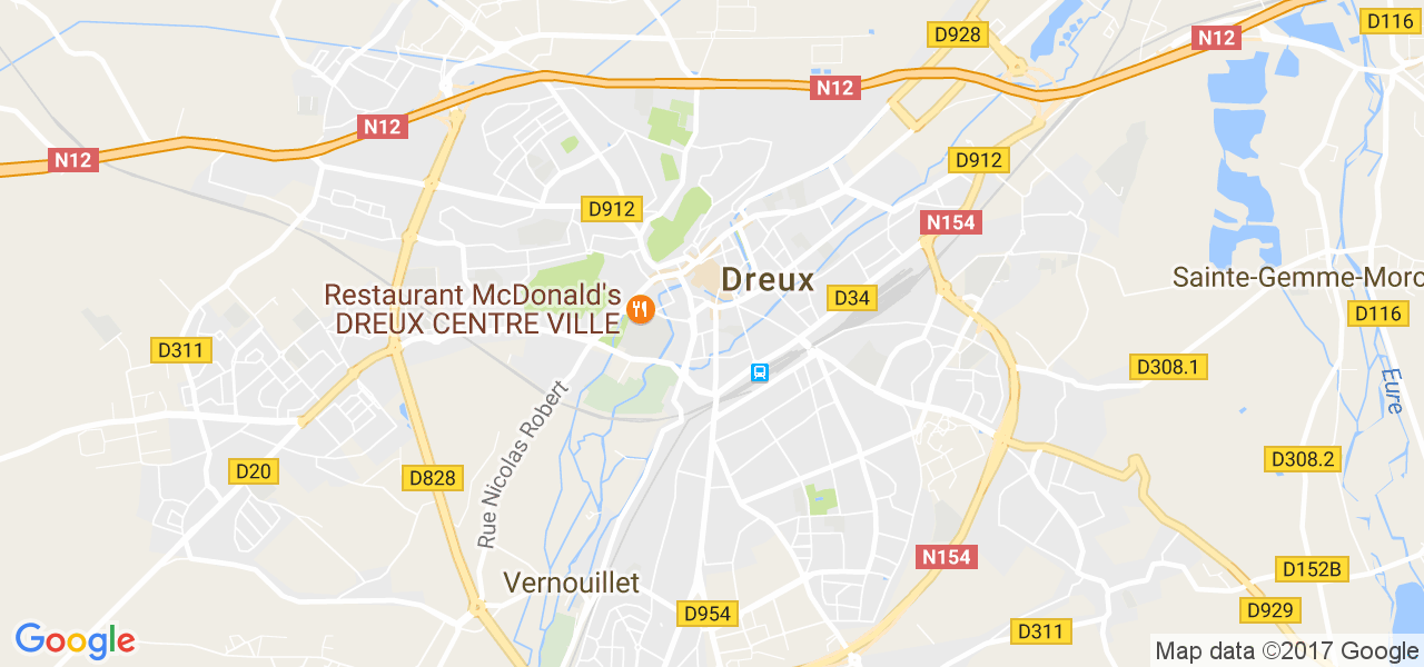 map de la ville de Dreux