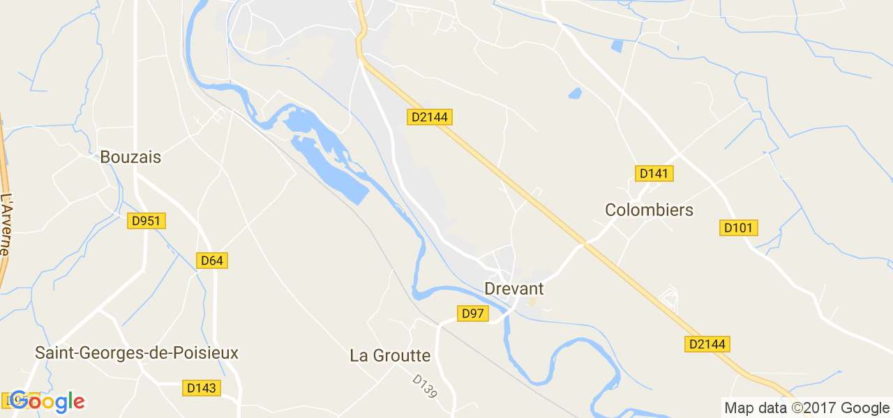 map de la ville de Drevant