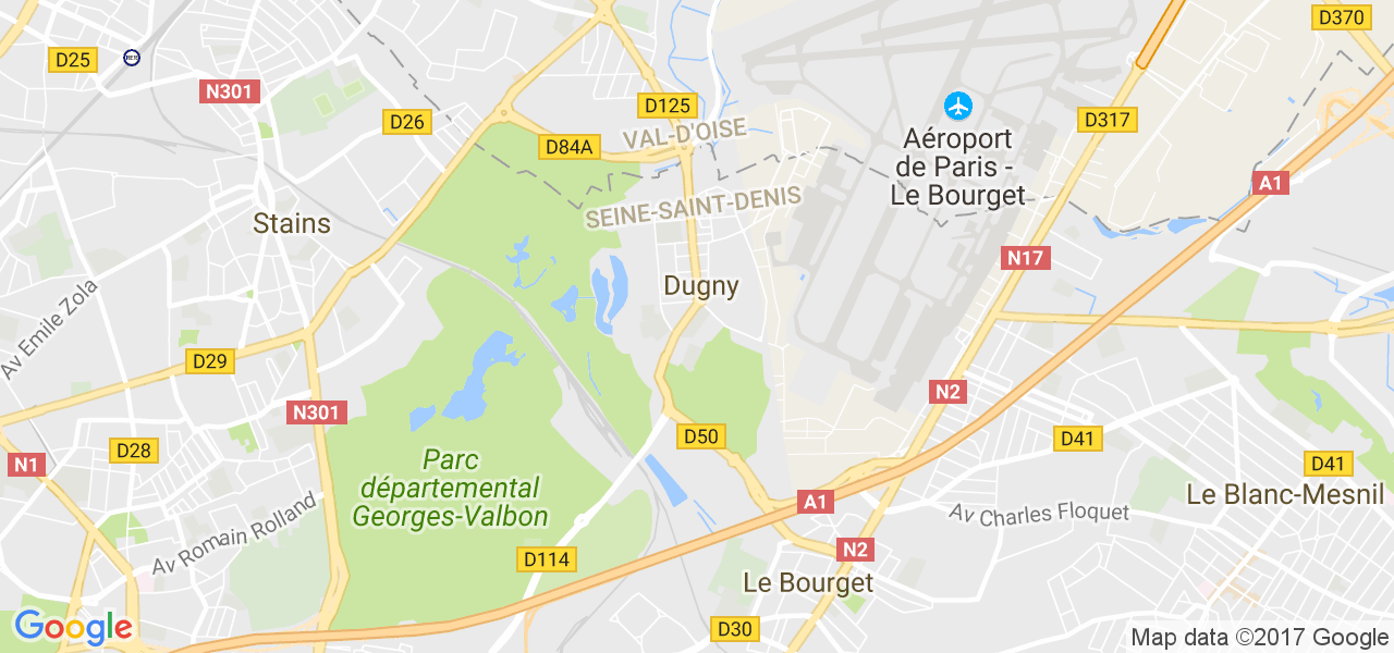 map de la ville de Dugny