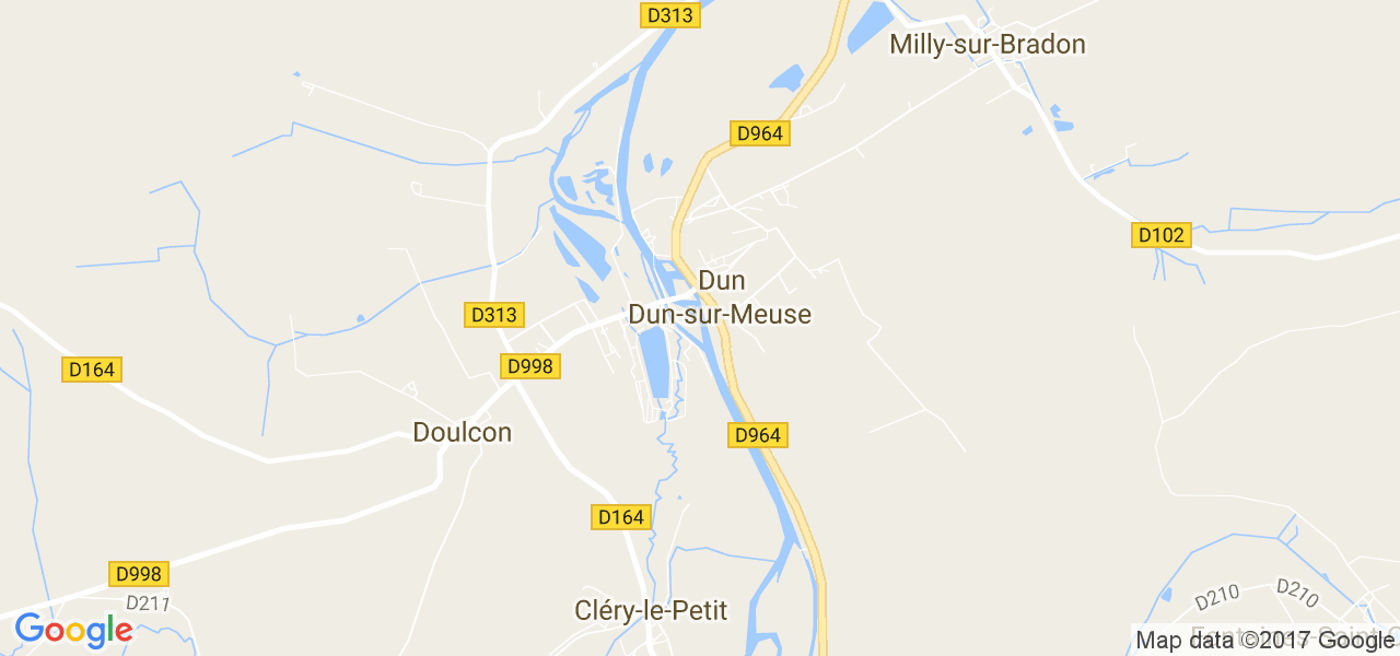 map de la ville de Dun-sur-Meuse