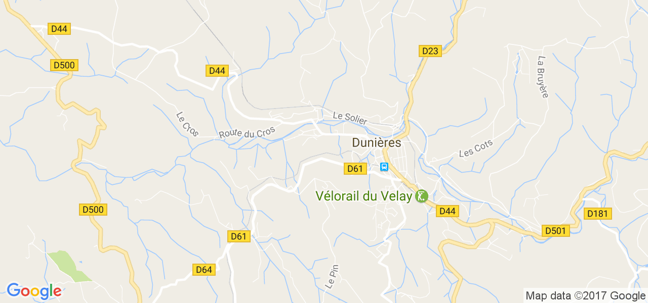 map de la ville de Dunières