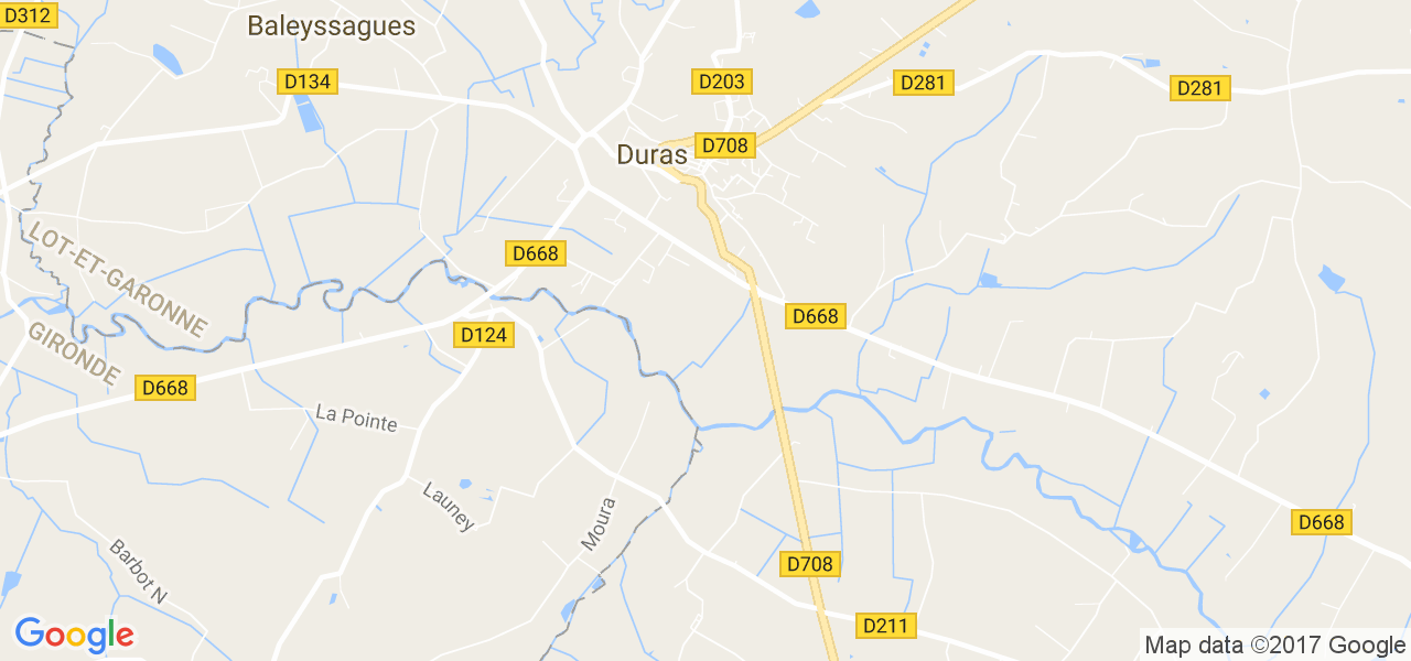 map de la ville de Duras