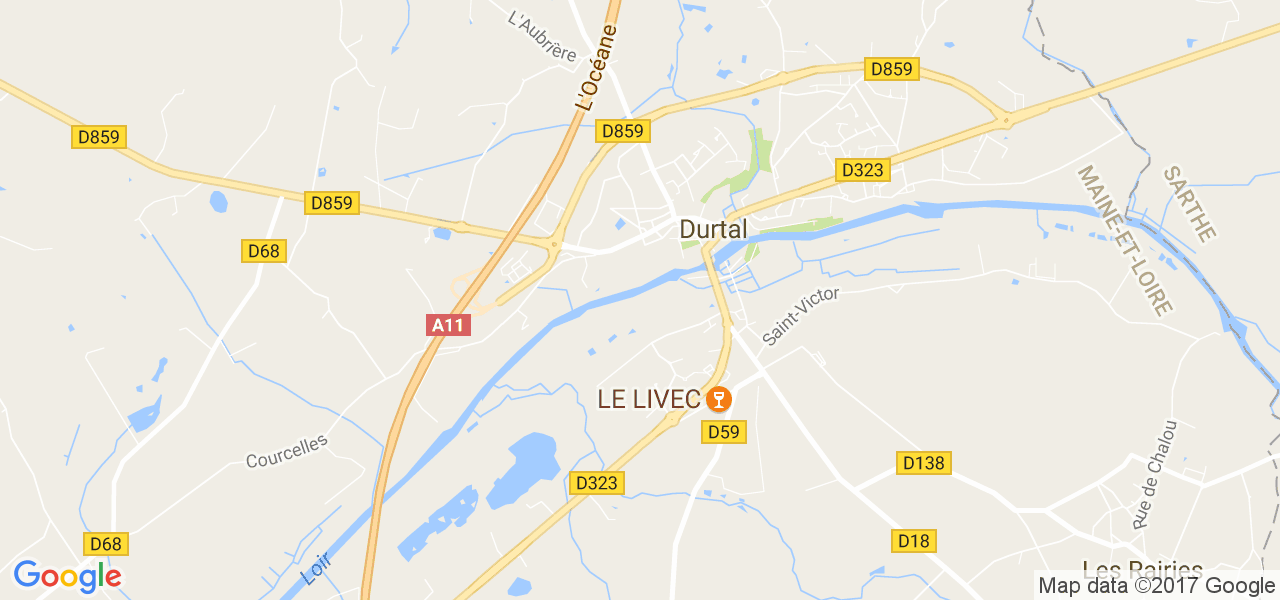 map de la ville de Durtal