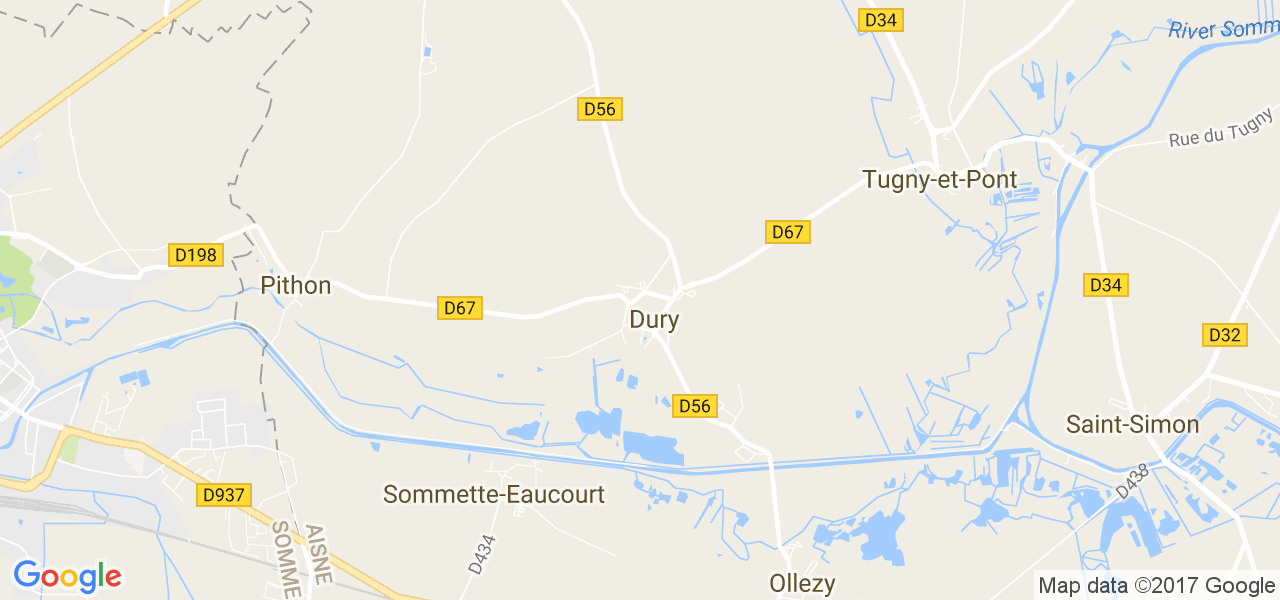 map de la ville de Dury