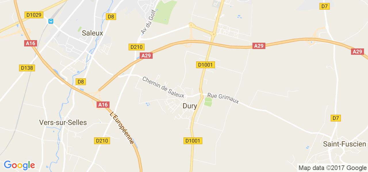 map de la ville de Dury