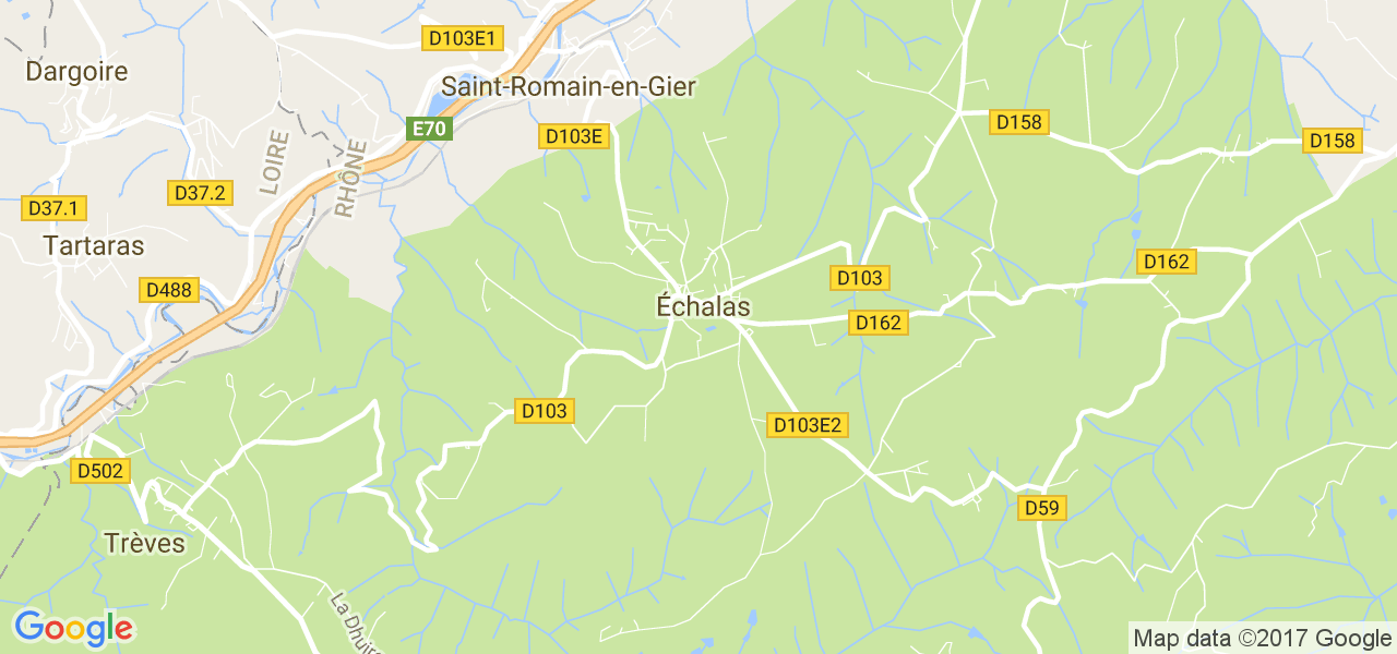 map de la ville de Échalas