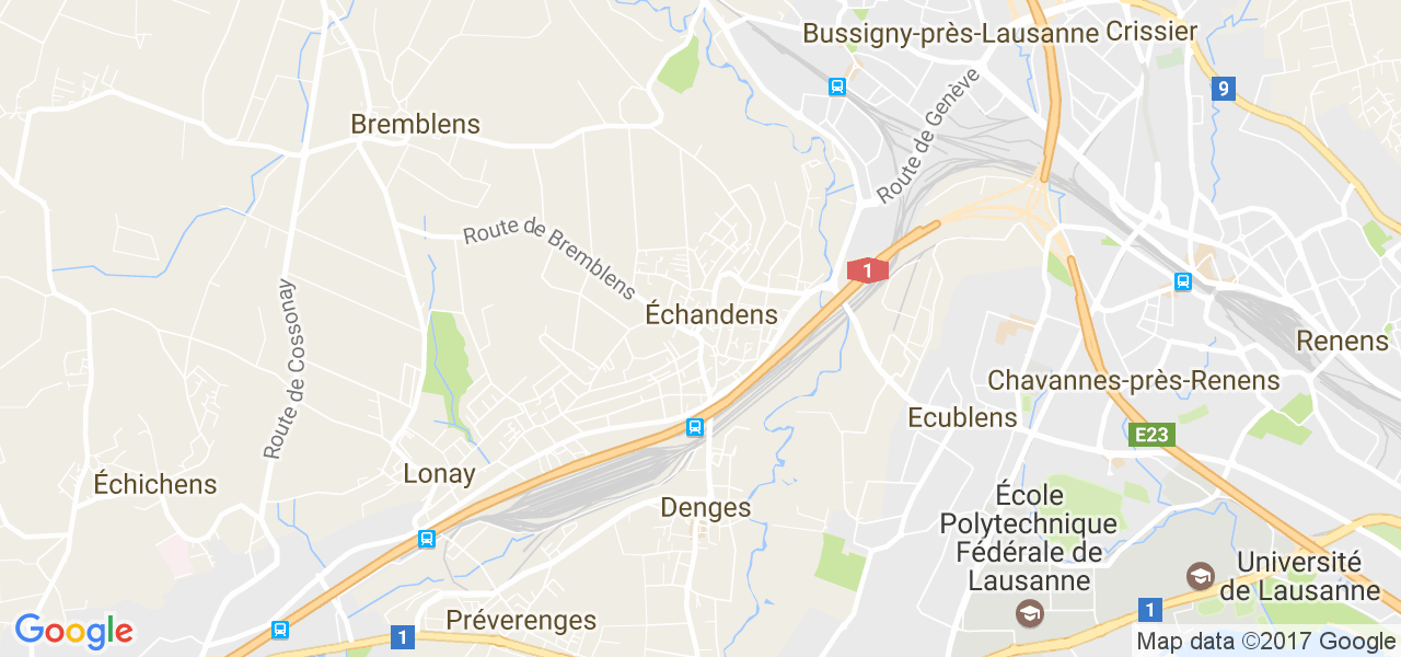 map de la ville de Echandens