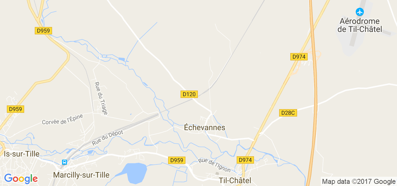 map de la ville de Échevannes