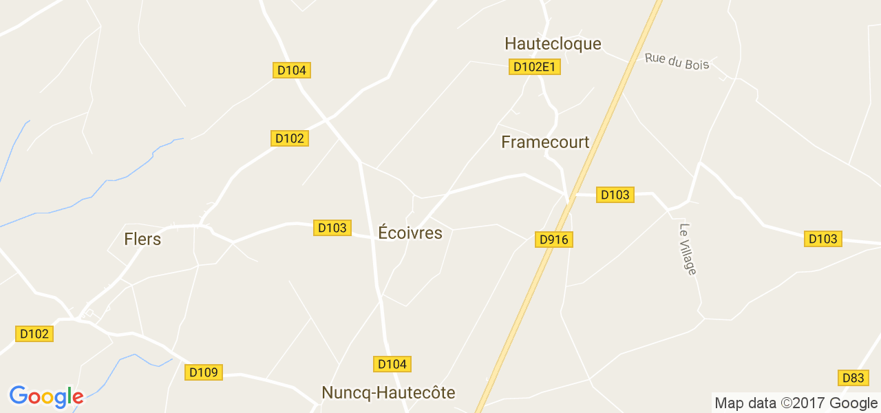 map de la ville de Écoivres