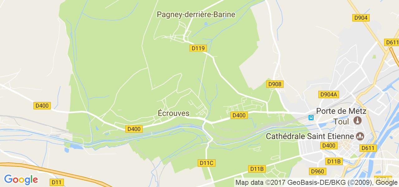 map de la ville de Écrouves