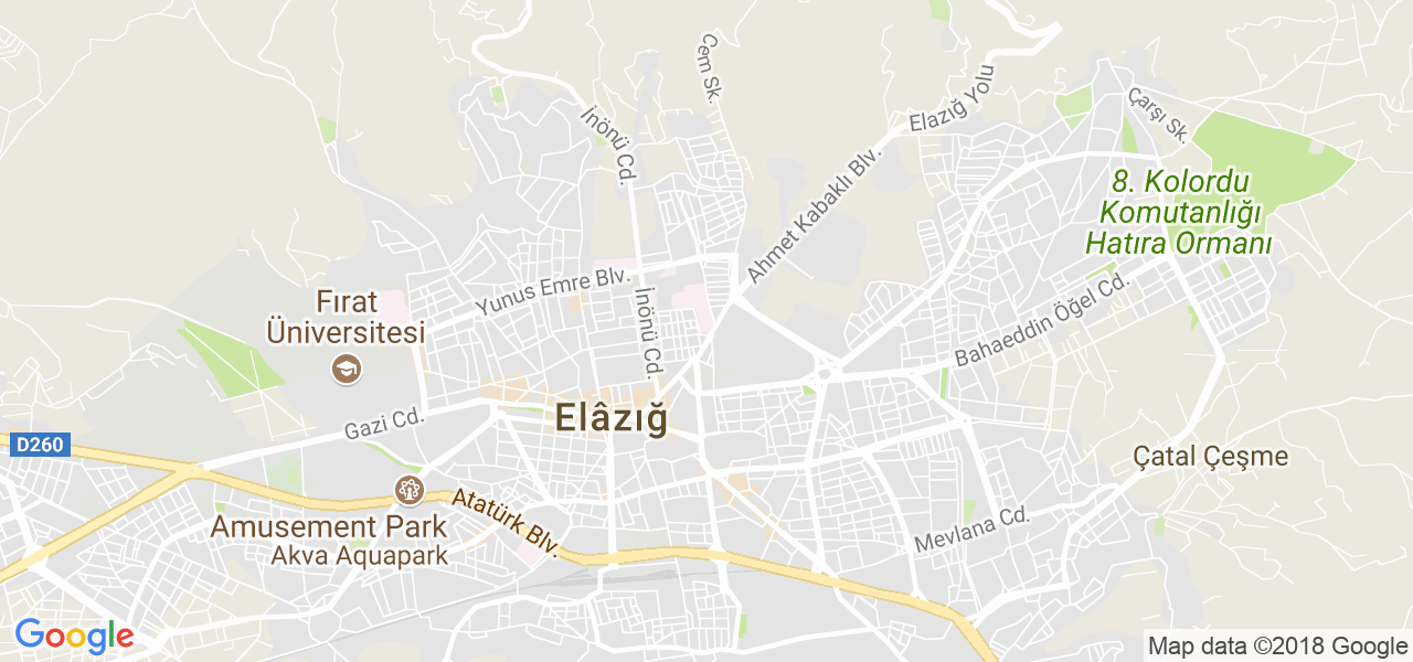 map of the city of Elazig