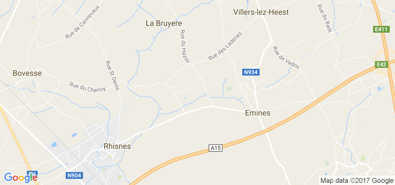 map de la ville de Emines