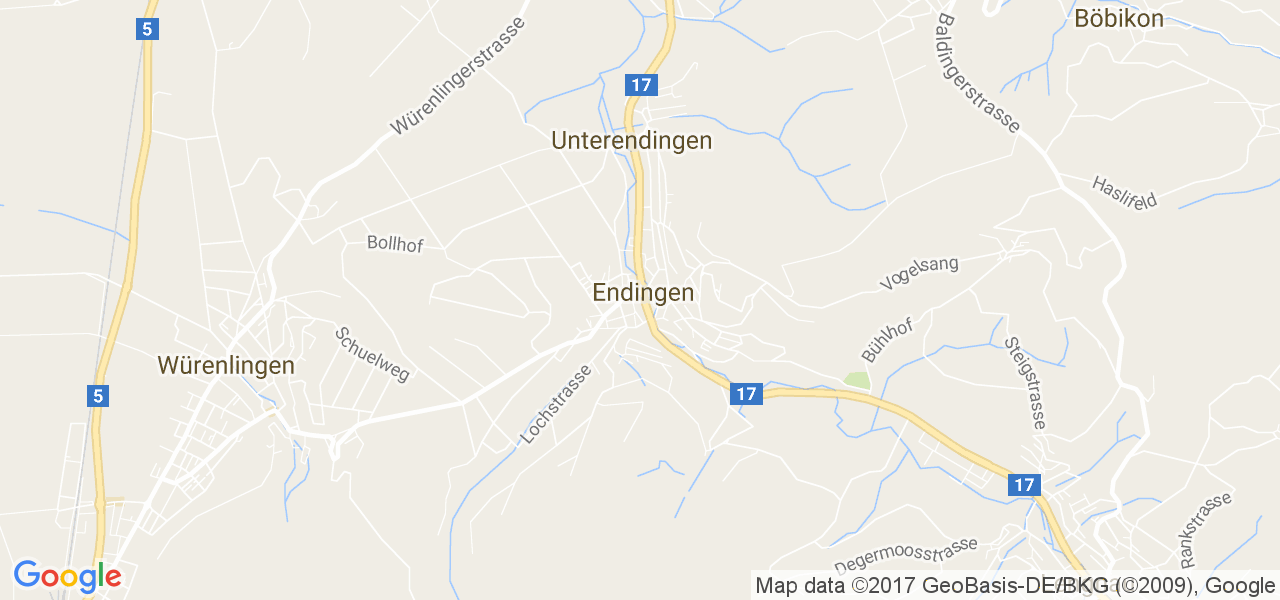 map de la ville de Endingen