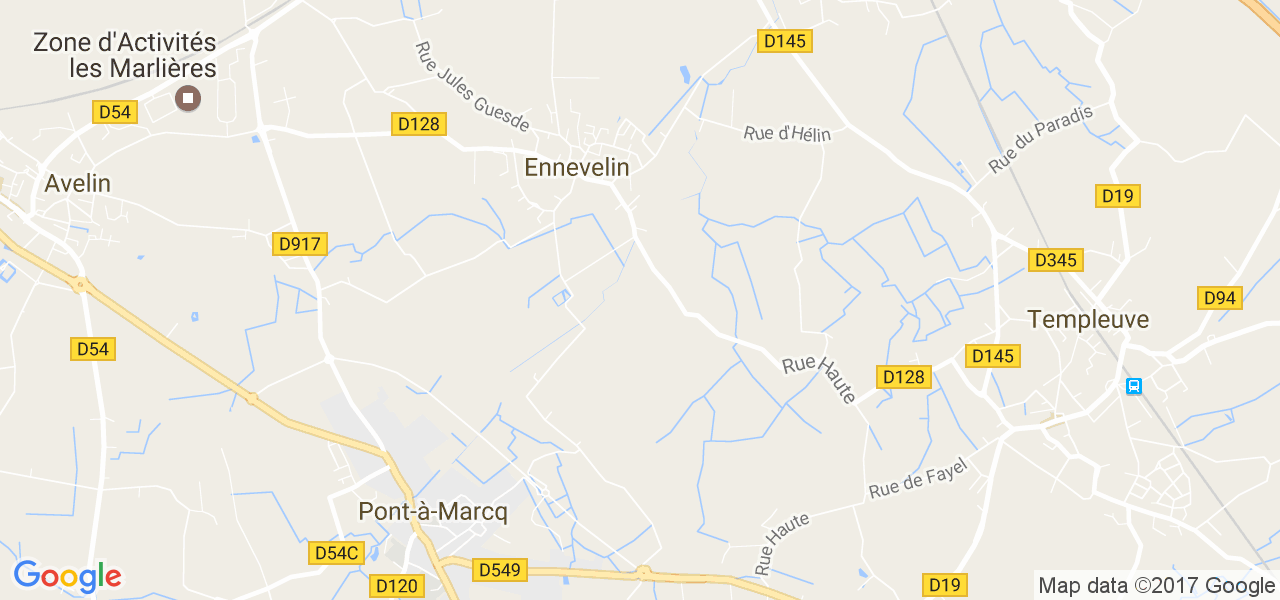 map de la ville de Ennevelin