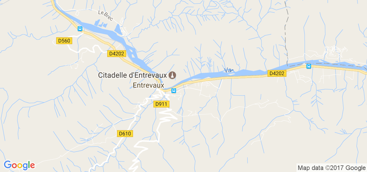 map de la ville de Entrevaux