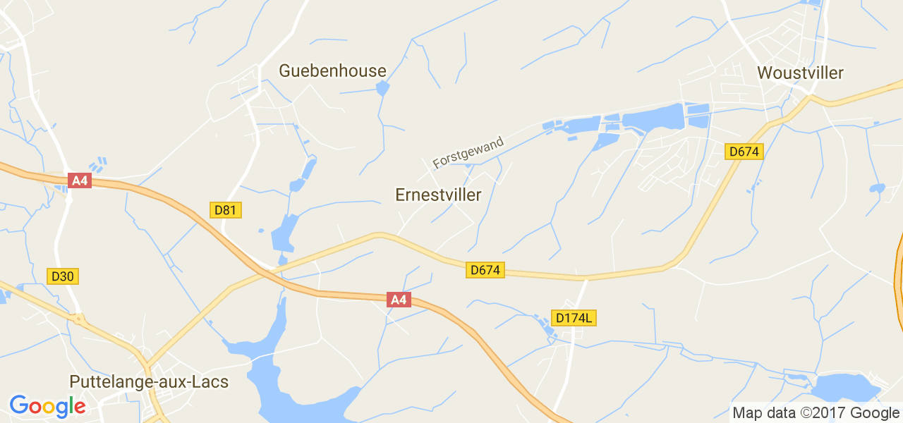 map de la ville de Ernestviller