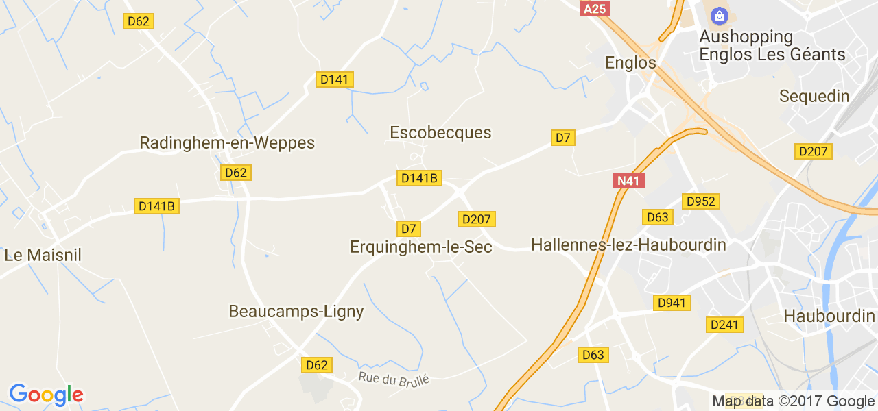 map de la ville de Erquinghem-le-Sec