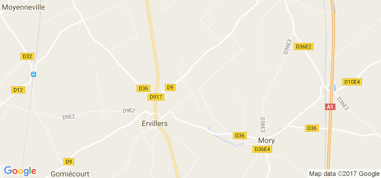 map de la ville de Ervillers