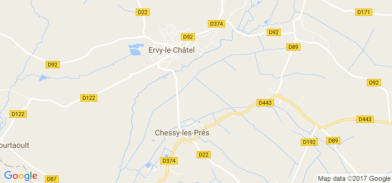 map de la ville de Ervy-le-Châtel