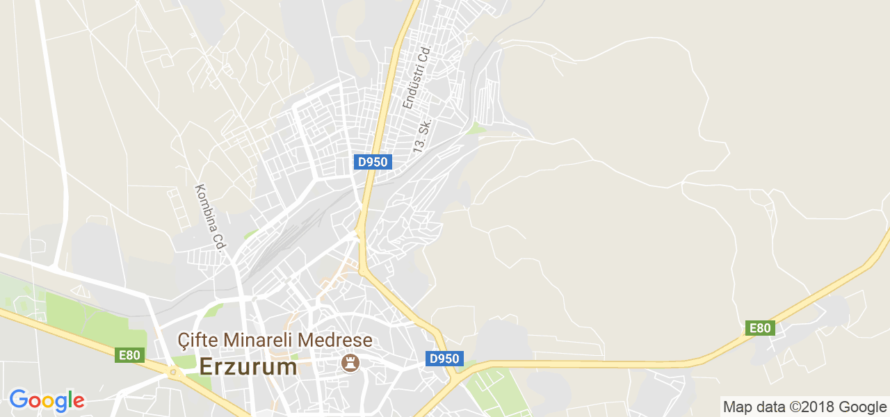 map of the city of Erzurum