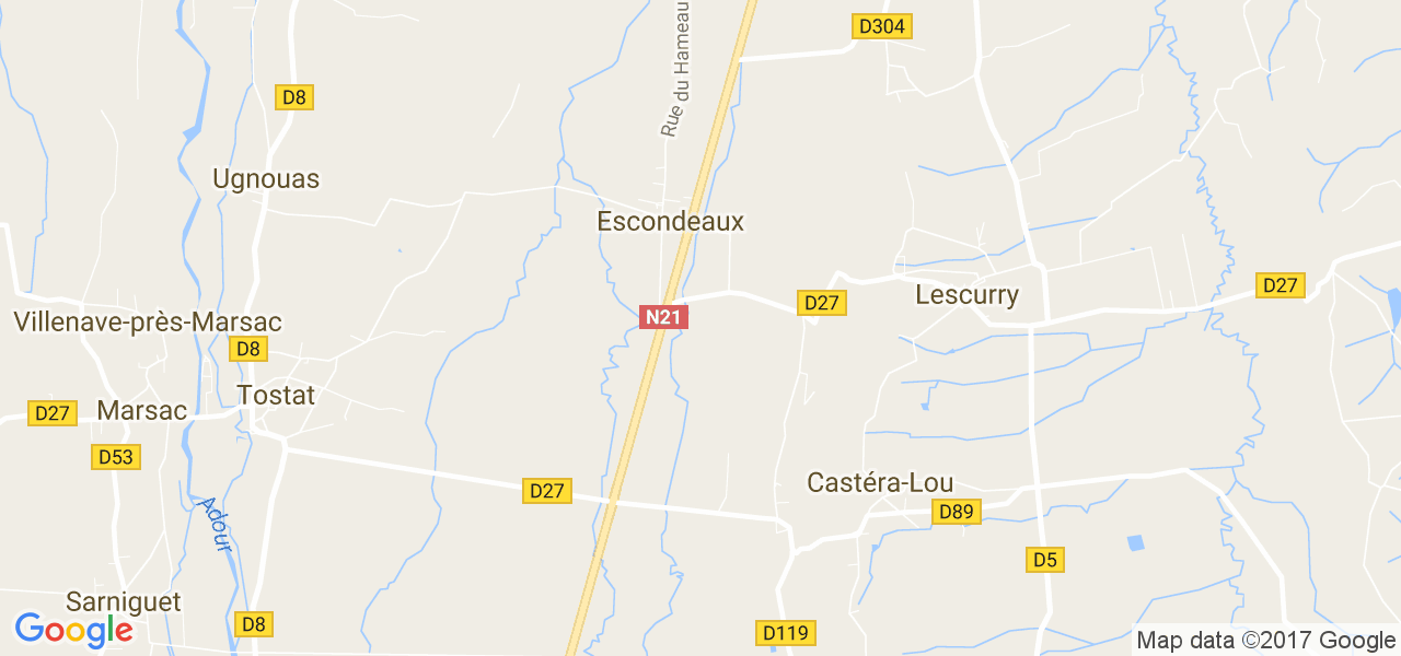 map de la ville de Escondeaux