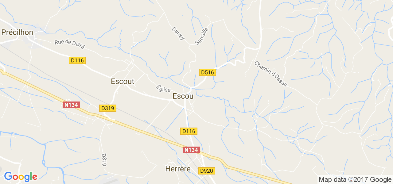 map de la ville de Escou