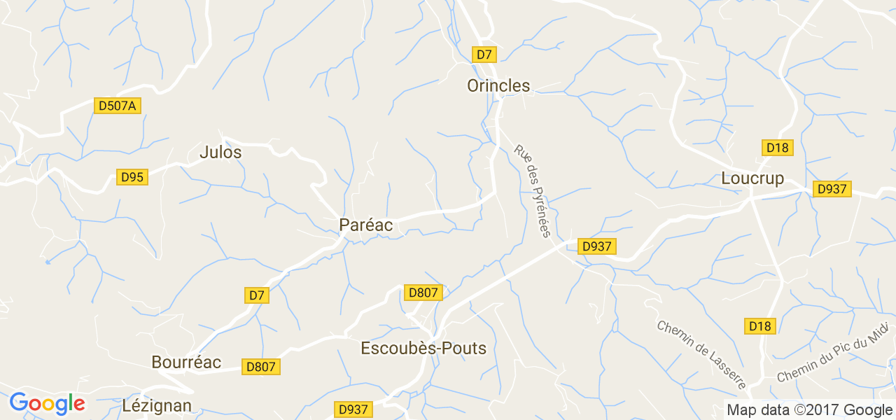 map de la ville de Escoubès-Pouts