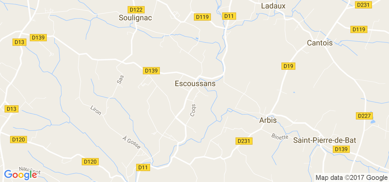 map de la ville de Escoussans