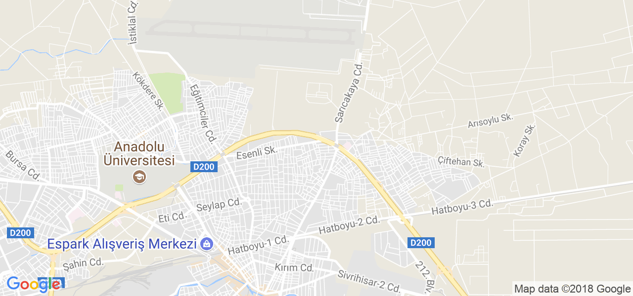 map of the city of Eskisehir