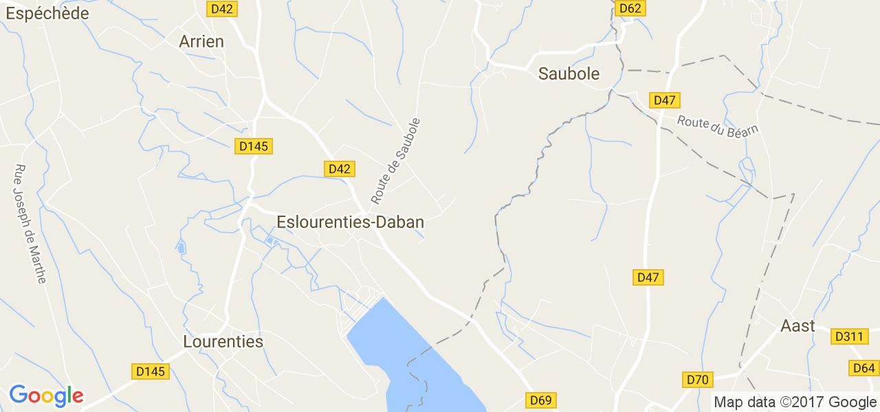 map de la ville de Eslourenties-Daban