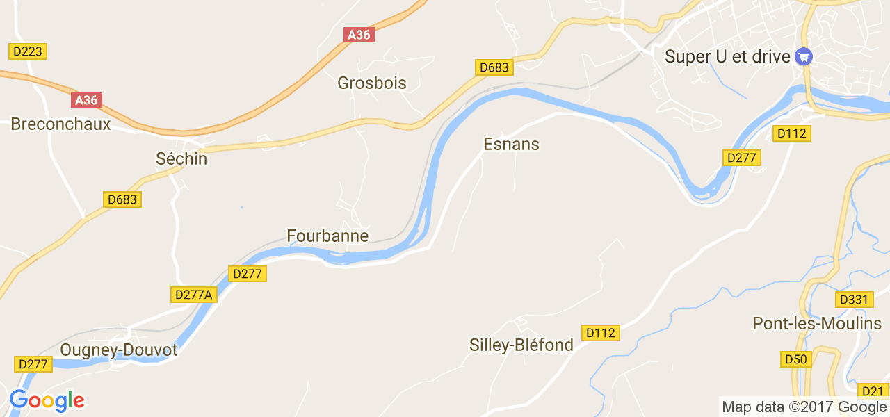 map de la ville de Esnans