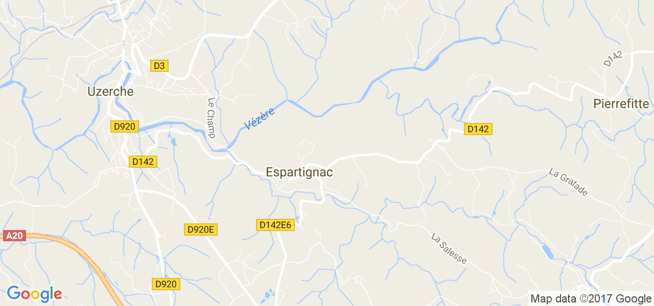 map de la ville de Espartignac