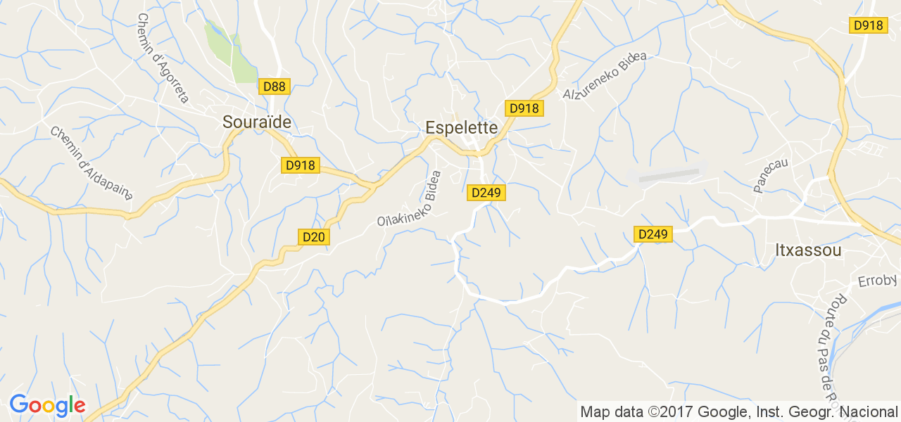 map de la ville de Espelette