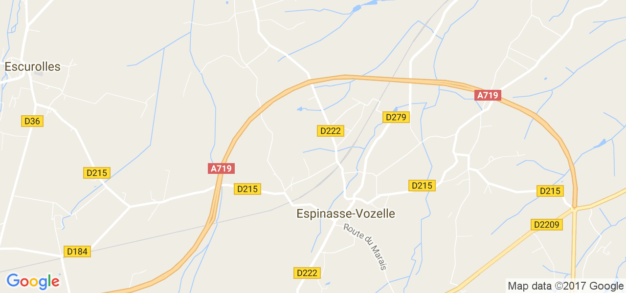 map de la ville de Espinasse-Vozelle