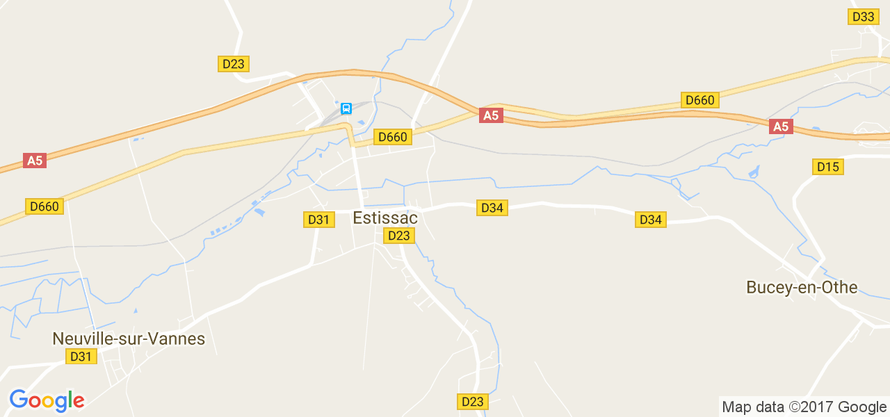 map de la ville de Estissac