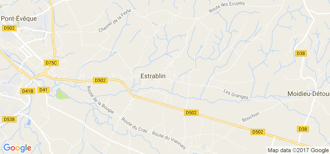 map de la ville de Estrablin