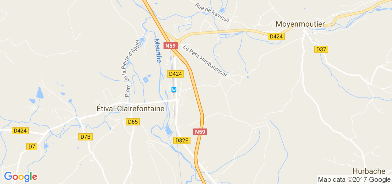 map de la ville de Étival-Clairefontaine