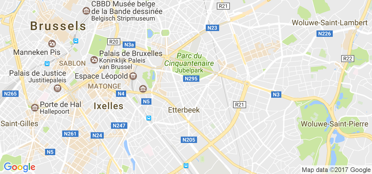 map de la ville de Etterbeek