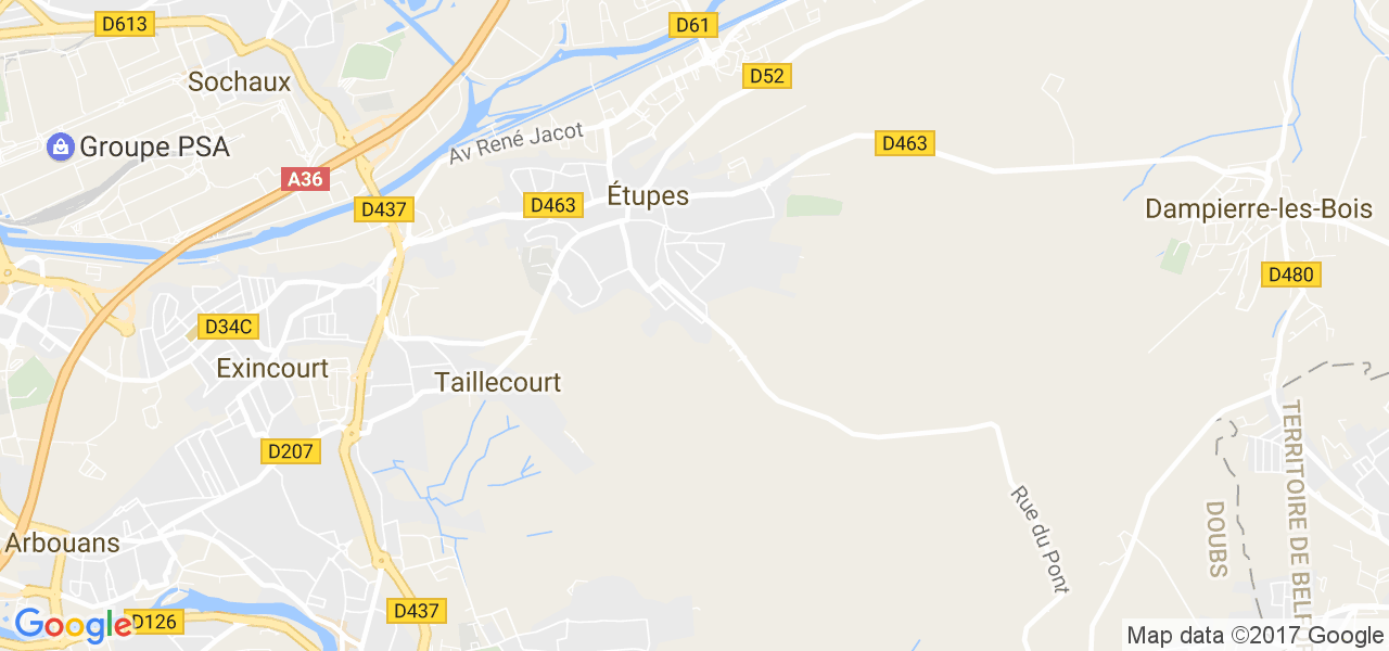 map de la ville de Étupes