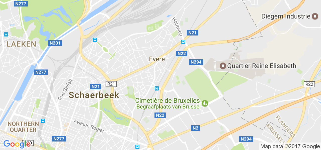 map de la ville de Evere