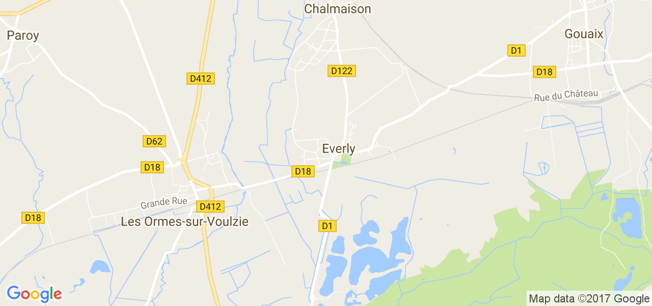 map de la ville de Everly