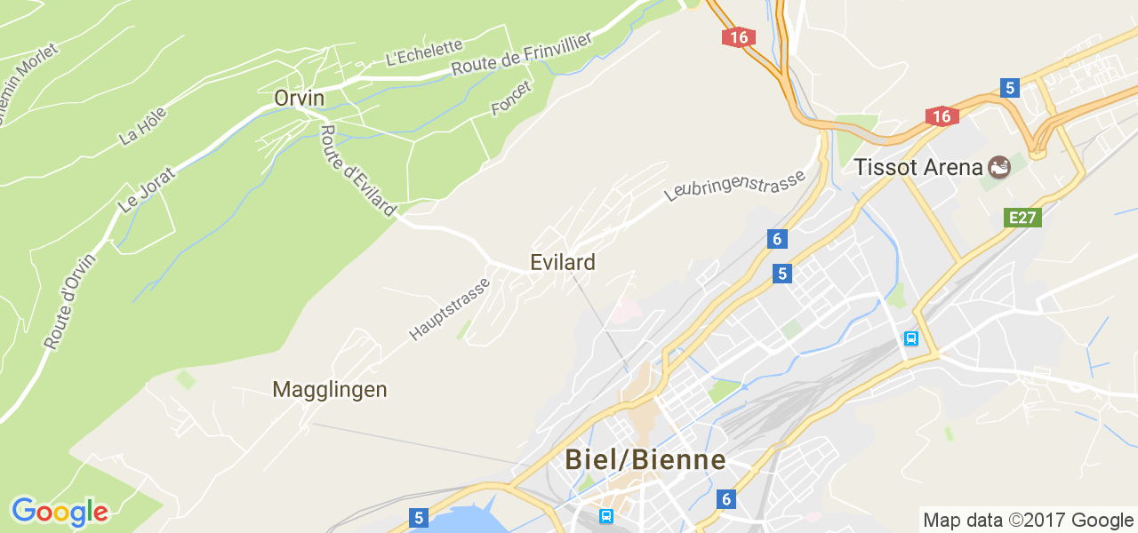 map de la ville de Evilard