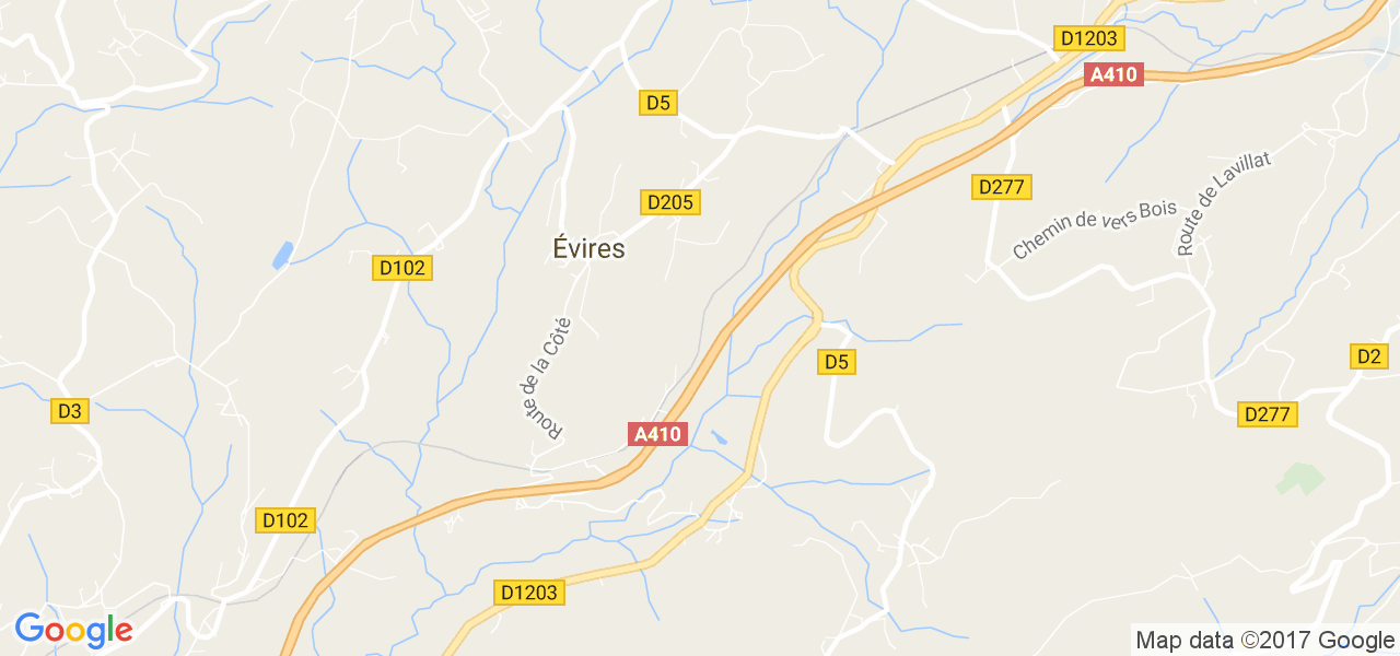 map de la ville de Évires