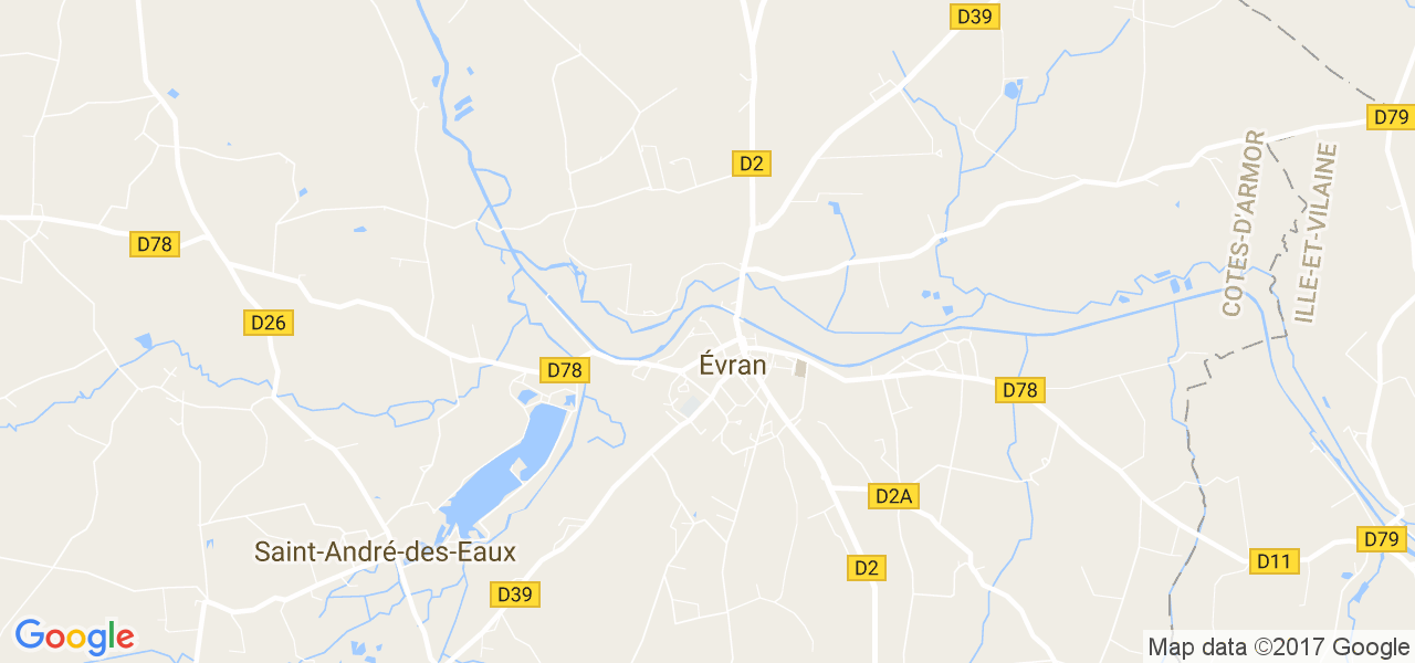 map de la ville de Évran