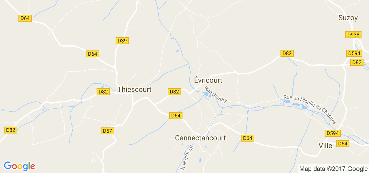map de la ville de Évricourt