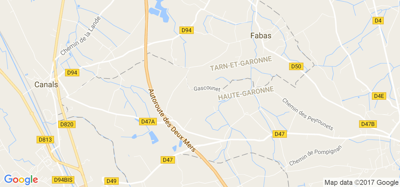 map de la ville de Fabas