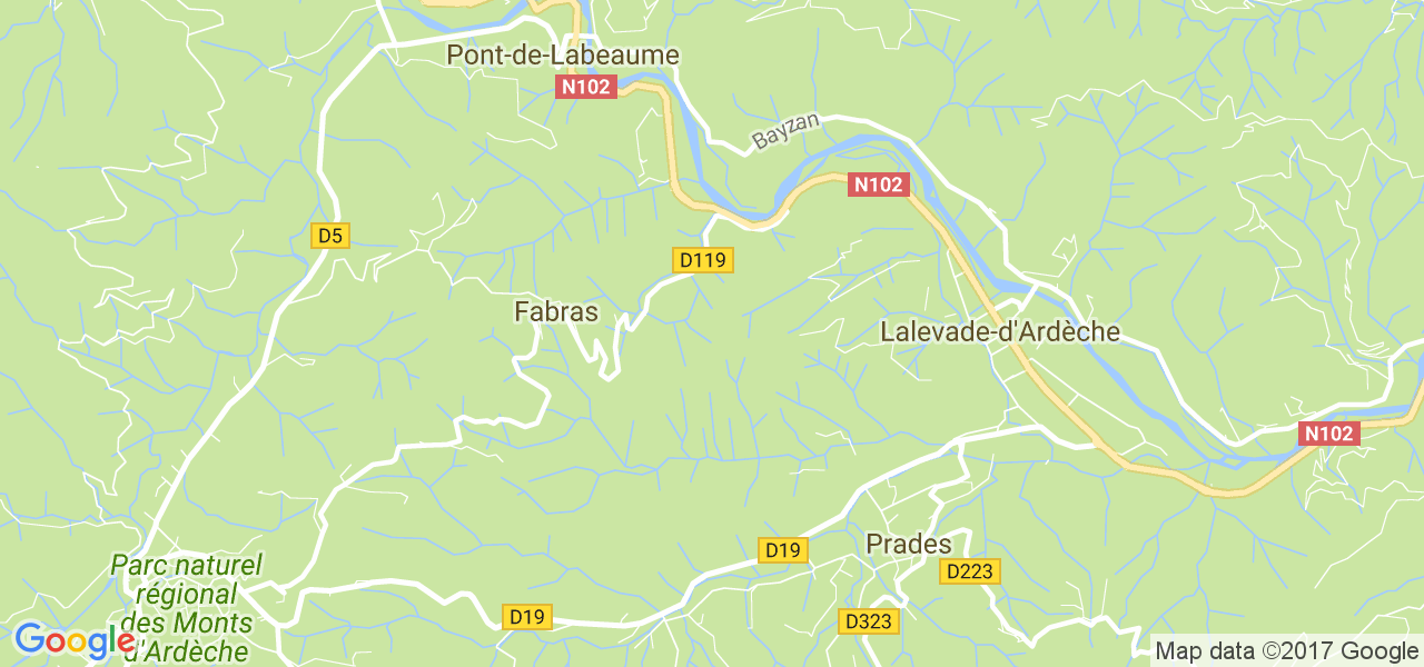 map de la ville de Fabras