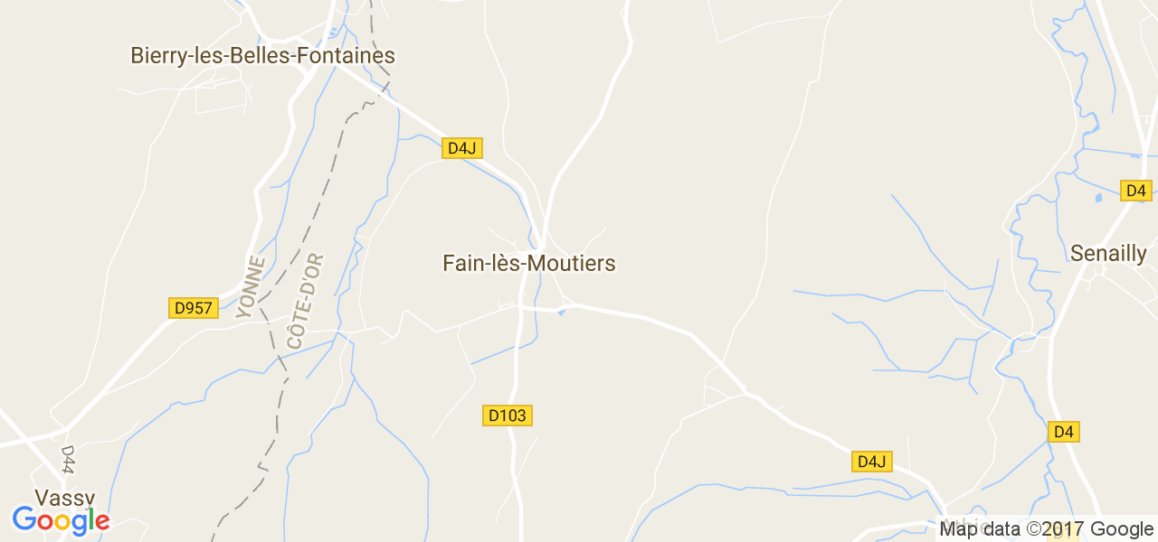 map de la ville de Fain-lès-Moutiers