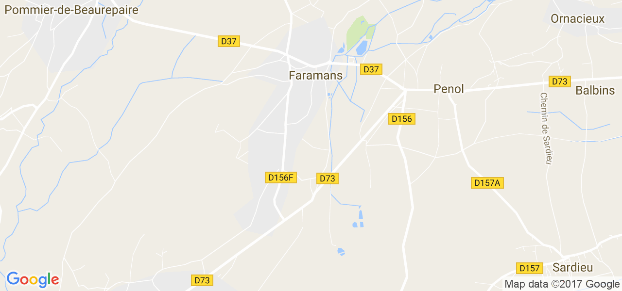 map de la ville de Faramans