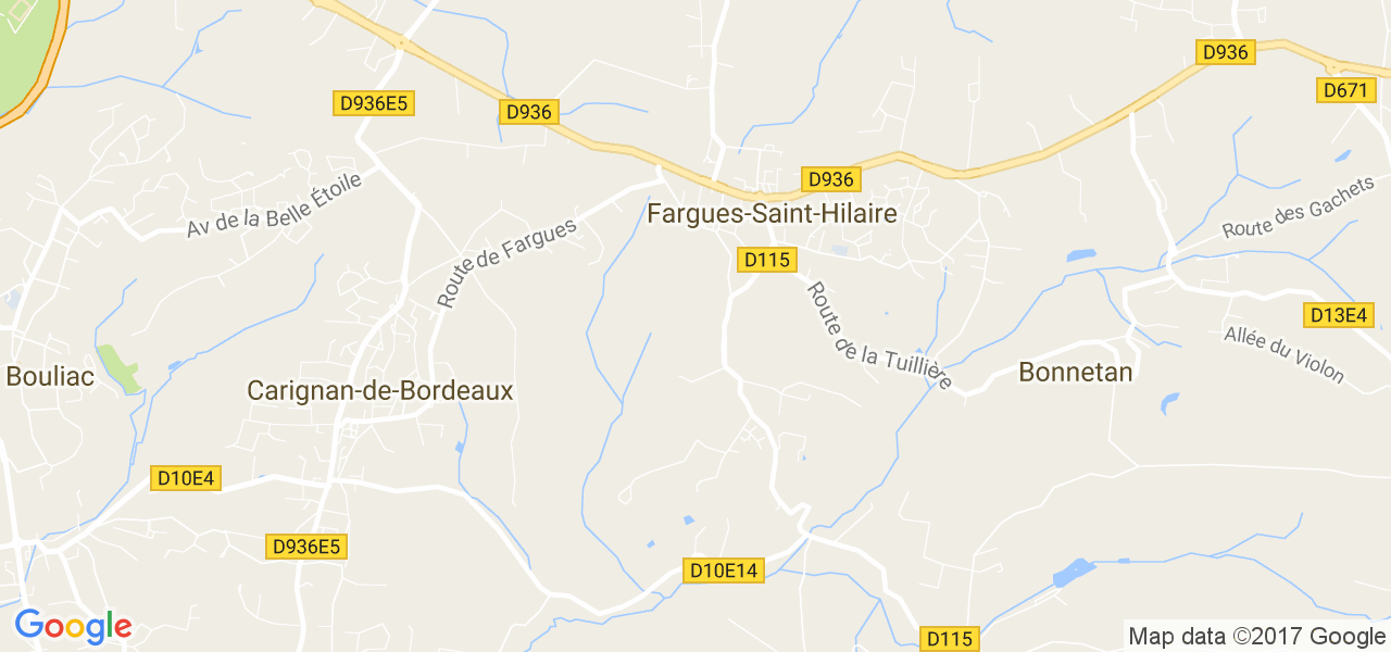 map de la ville de Fargues-Saint-Hilaire